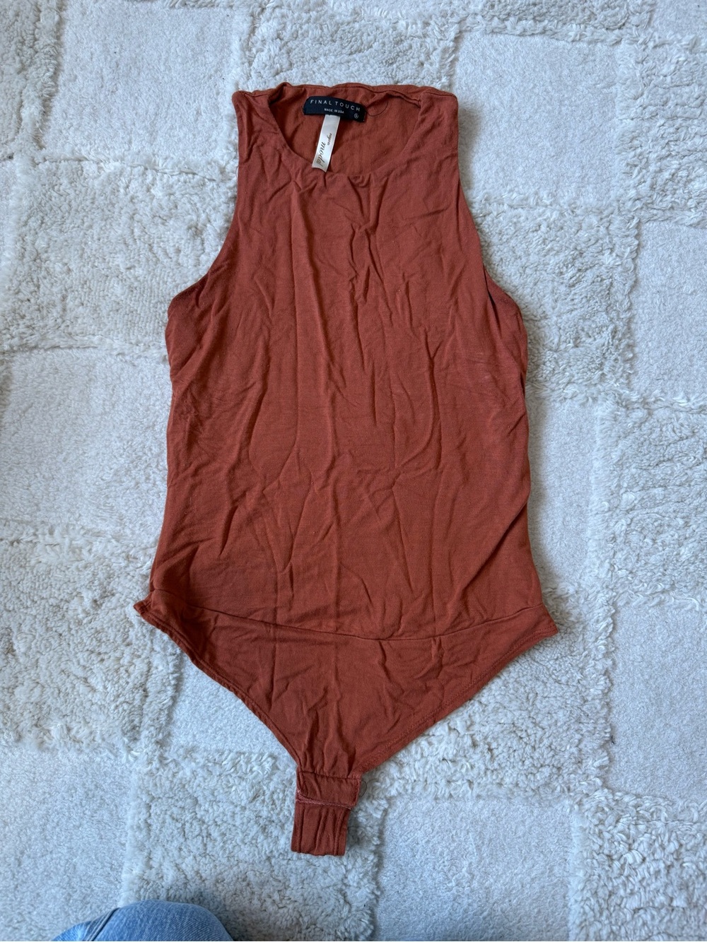 Final Touch Rust Red Sleeveless Bodysuit